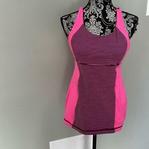 LULULEMON ENERGY TANK PARIS PINK/HYPER STRIPE RASPBERRY GLO LIGHT PLUM 8